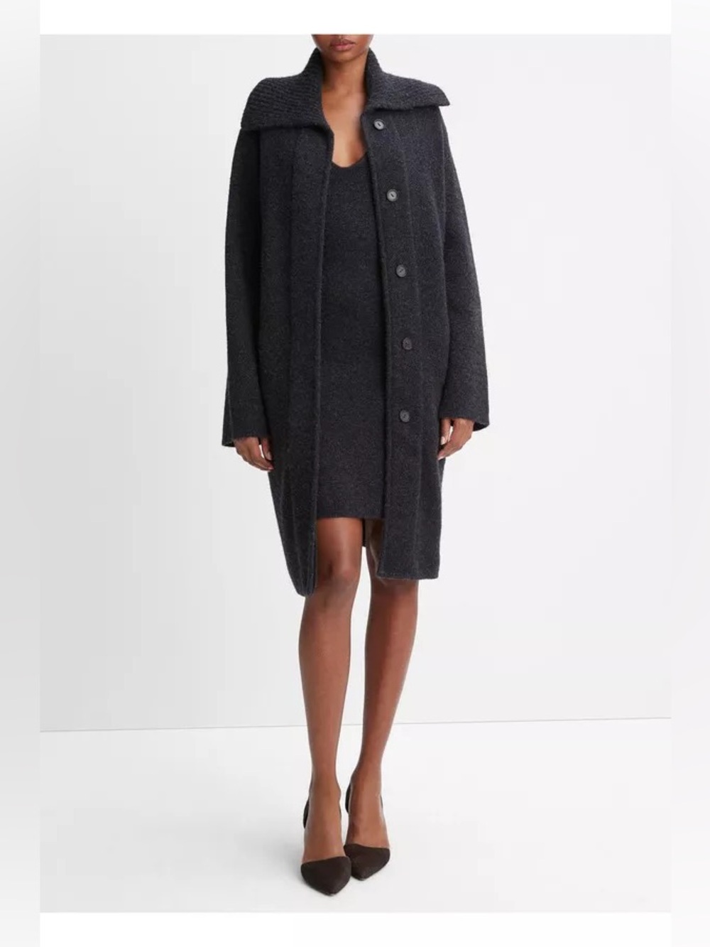 Ribbed Sailor-Collar Cardigan Coat
